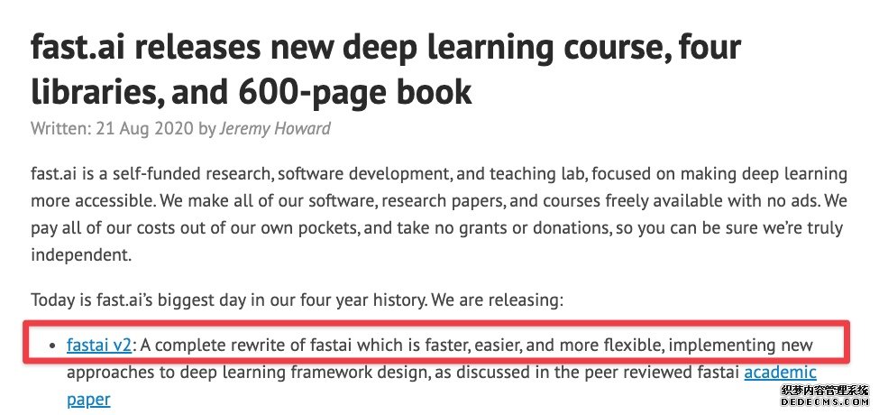 科学网深度学习框架 fast.ai 2.0 新版正式发布